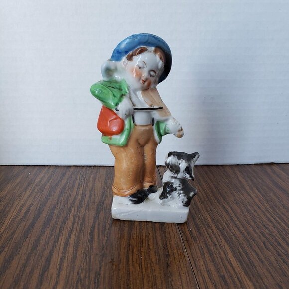 Other - Porcelain Child Playing Violin For His Dog Figurine